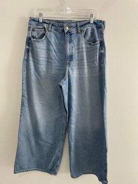 American Eagle Outfitters Light Blue Women’s Relaxed Wide-Leg Jeans 14 Regular